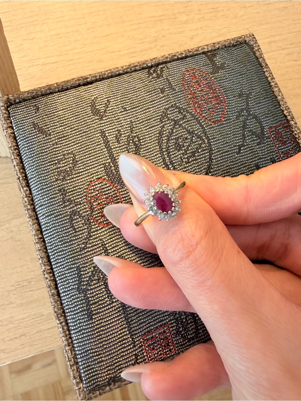 Antique Ruby and Diamonds halo ring